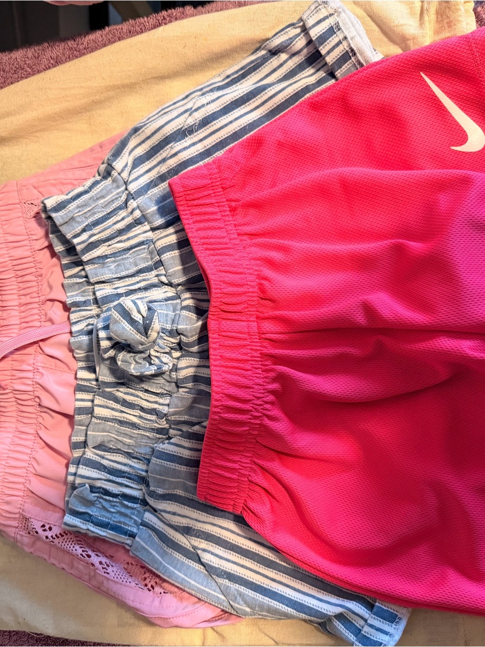 Nike Bright Pink Girls' Athletic Shorts with White Swoosh